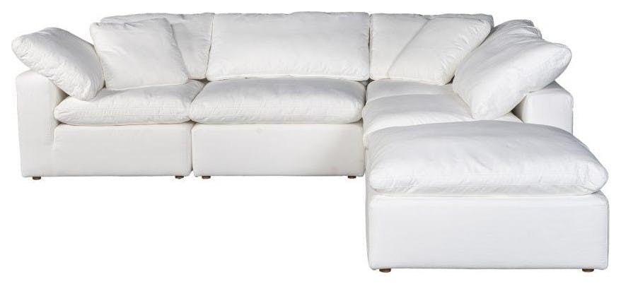 Terra Cream 114" Tufted Modular Sectional with Ottoman in Livesmart Fabric