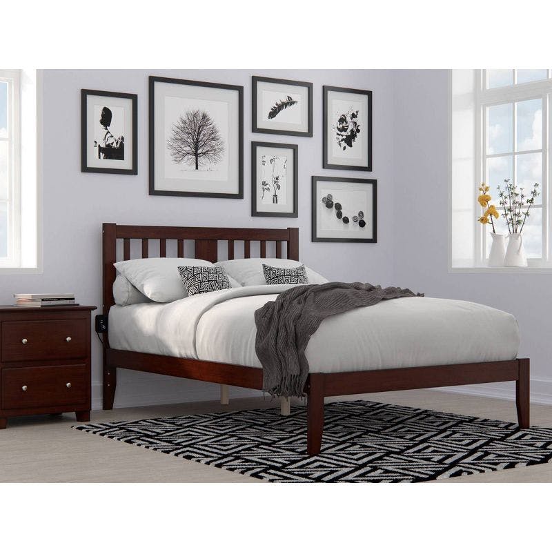 Tahoe Classic Walnut Mission-Inspired Full Bed with USB Charger