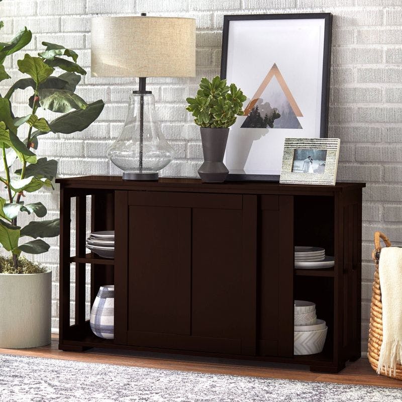 Espresso Finish Stackable Cabinet with Sliding Doors