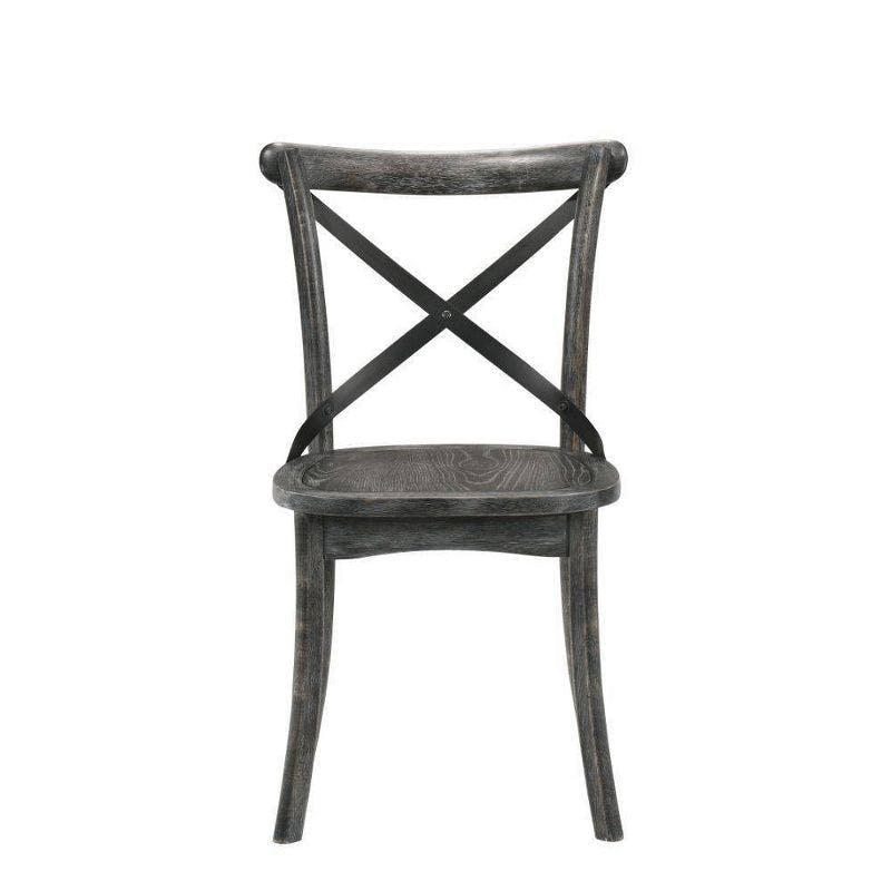Rustic Gray High-Back Cross-Back Wooden Side Chair