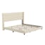 Hollis King-Sized Beige Faux Linen Upholstered Platform Bed with Wingback Headboard