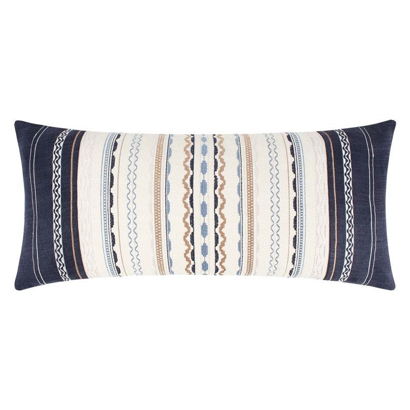 Preston Embroidered Stripe Decorative Pillow - Navy, Blue, Taupe, and Cream