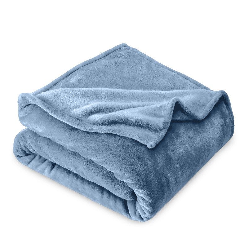 Coronet Blue Full/Queen Luxurious Fleece & Wool Blend Blanket