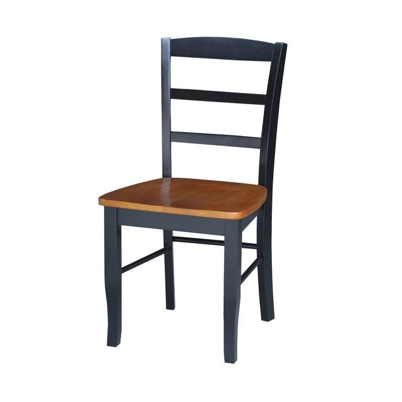 Elegant Black and Cherry Ladderback Wood Side Chair