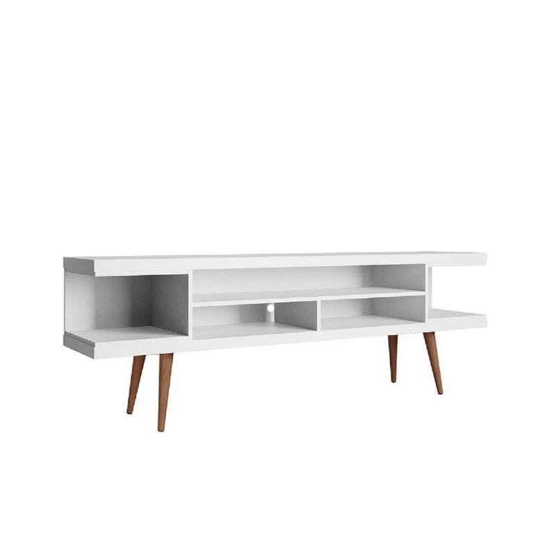 Streamlined White Matte Utopia 70'' TV Stand with Open Shelves