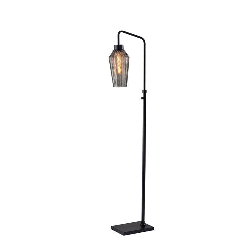 Belfry Vintage Black 62" Floor Lamp with Smoked Glass Shade