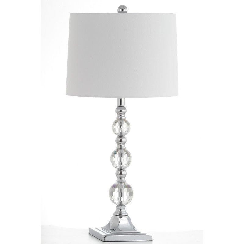 Elegant Maeve Crystal Ball Traditional Table Lamp Set, Clear/White