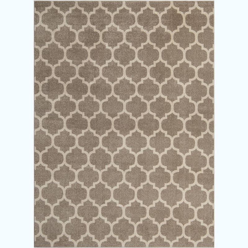 Elegant Trellis Light Brown Indoor Area Rug with Easy Care Features