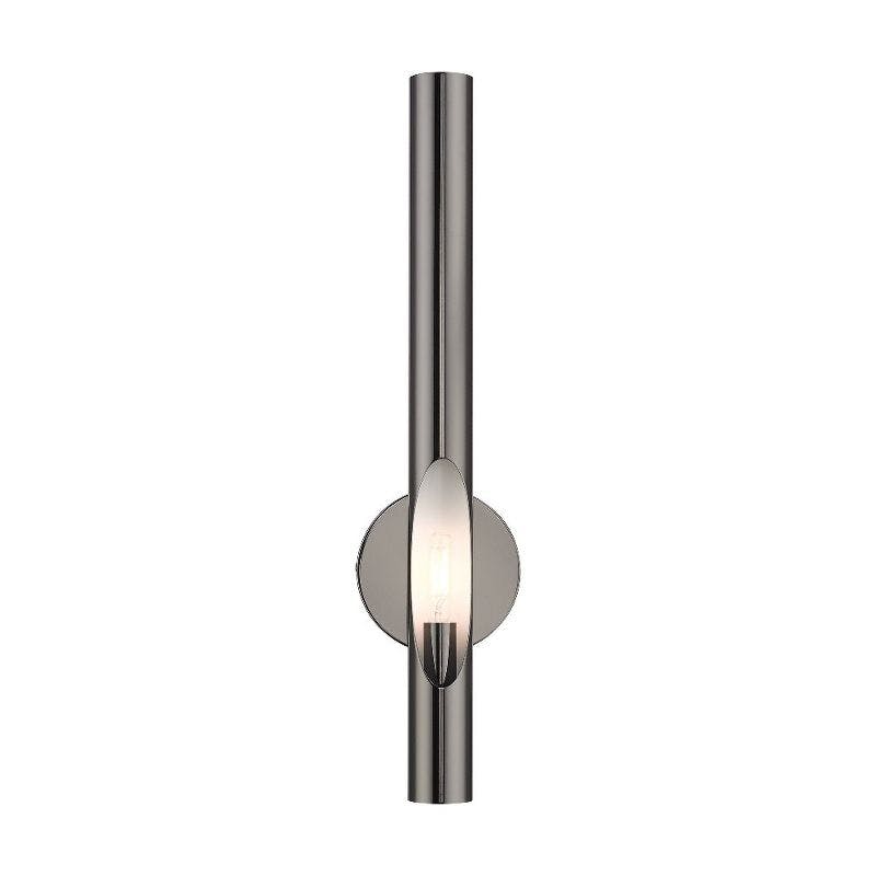 Acra Minimalistic Black Chrome 1-Light Sconce with Hand-Welded Shade