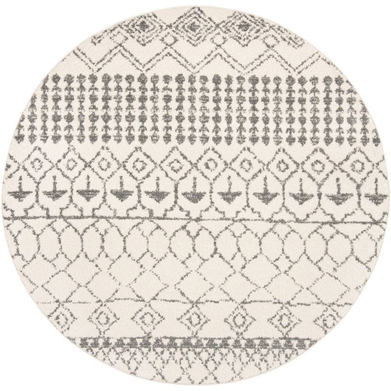 Ivory Elegance 3' Round Hand-knotted Synthetic Area Rug