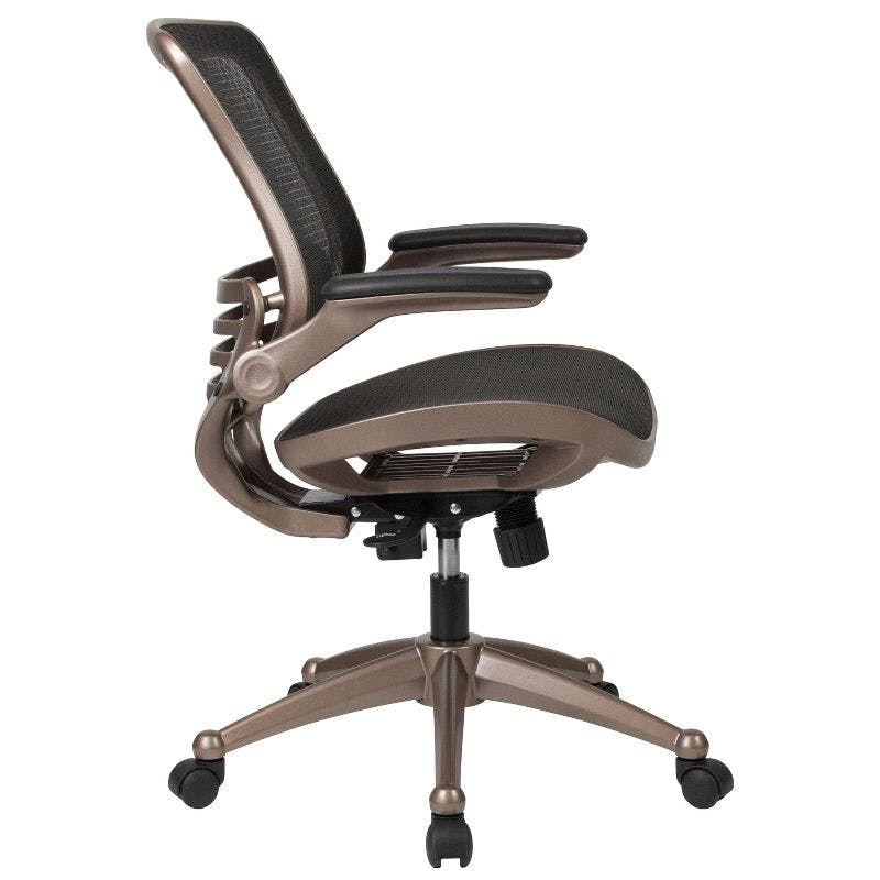 ErgoFlex Black Mesh Mid-Back Executive Swivel Office Chair with Adjustable Arms