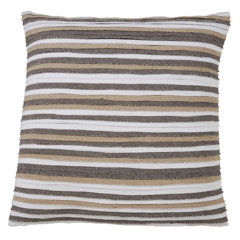 Earthy Neutral Pleated Cotton 27" Square Throw Pillow