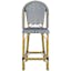 Navy and White French Bistro-Inspired Counter Stool with Wicker Accents
