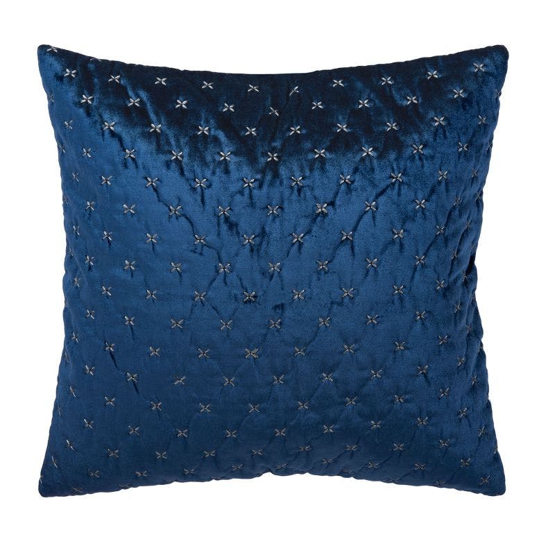 Royal Blue Embroidered Square Decorative Pillow - 19" x 19"