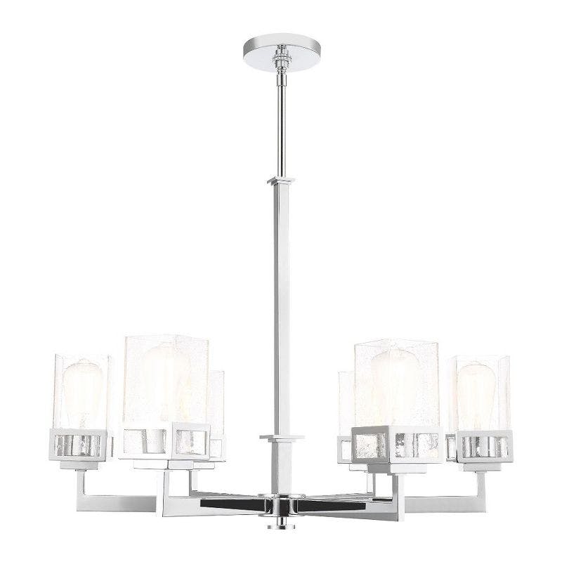 Harding Polished Chrome 6-Light Chandelier with Clear Seeded Glass