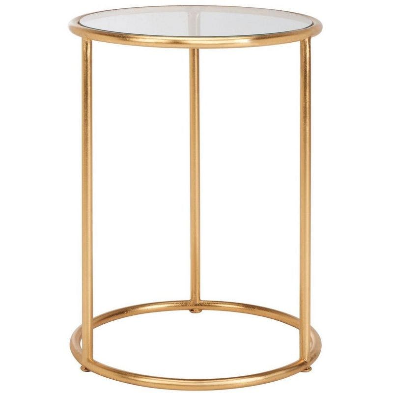 Transitional 15'' Gold Metal & Glass Round Mirrored Accent Table