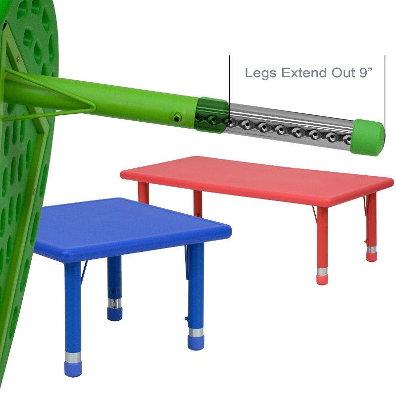Goddard Rectangular Green Plastic Adjustable Kids Activity Table 24"x48"