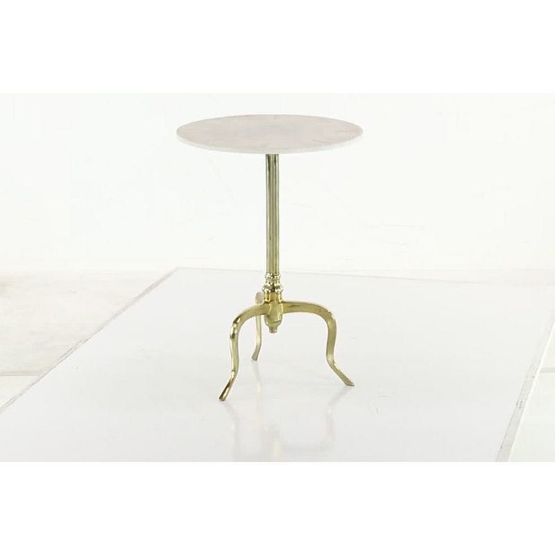 Elegant Round White Marble & Gold Metal Accent Table