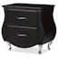 Erin 25.7" Modern Black Faux Leather 2-Drawer Nightstand