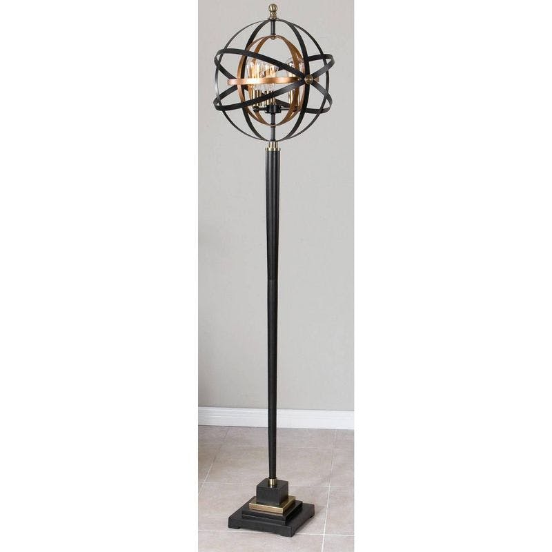 Elegant Sphere Floor Lamp in Oil Rubbed Bronze with Gold Leaf Detailing