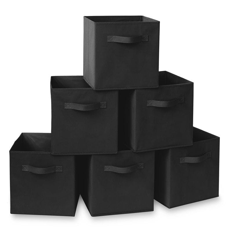 Lightweight Collapsible Fabric Cube Organizer for Kids, 11" Black