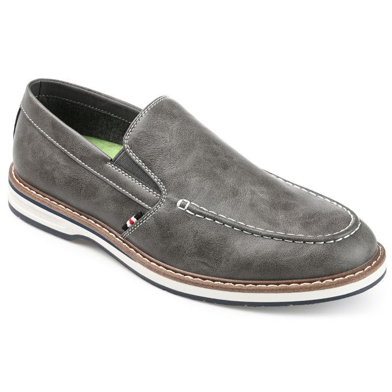 Harrison Modern Grey Faux Leather Casual Loafers with Comfort Foam