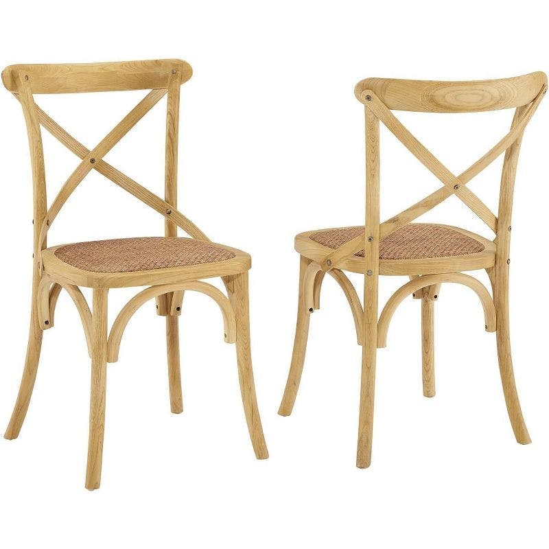 Natural Wood 39" Cross Back Rustic Side Chair