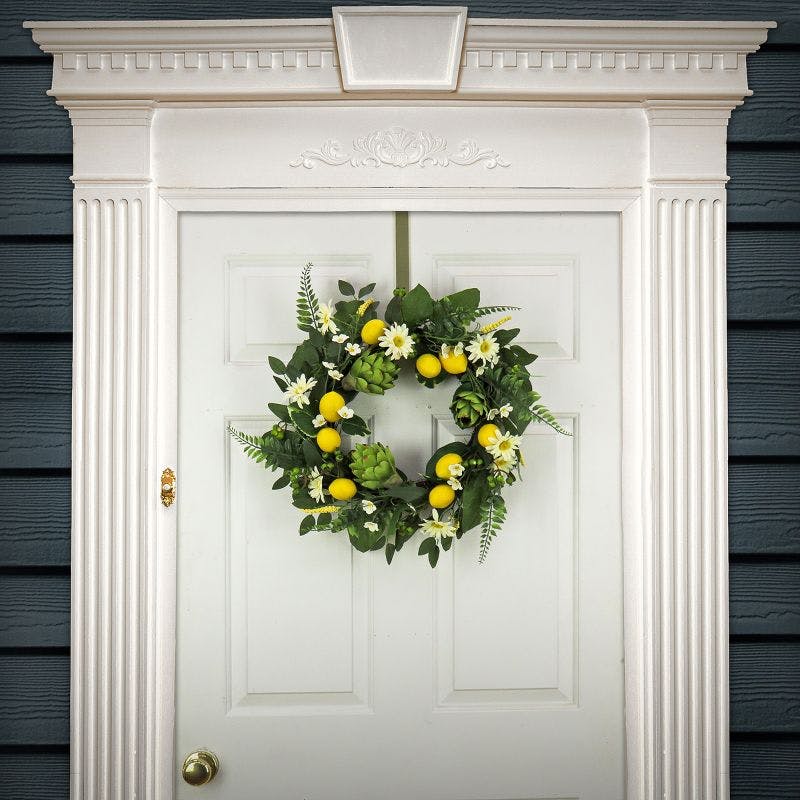 Blossoming Spring 22" Wreath with Daisies, Lemons, and Artichokes