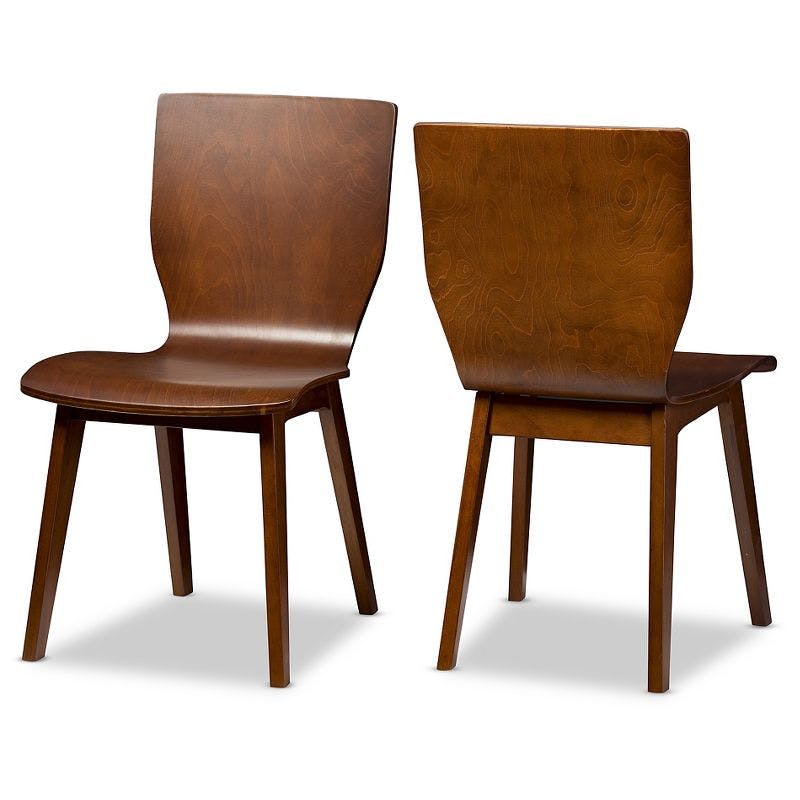 Elegant Mid-century Modern Bentwood Side Chair in Dark Walnut - Set of 2