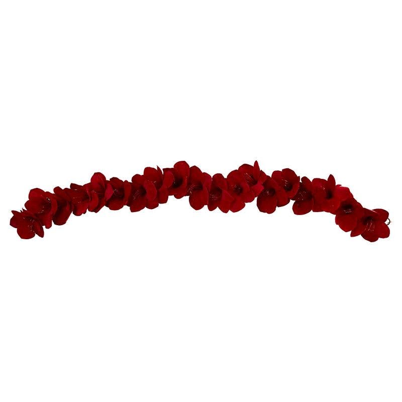 Festive Red Amaryllis 5' Silk Garland for Outdoor Holiday Decor