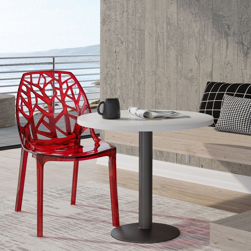 Elysian Grove Transparent Red Plastic Side Chair