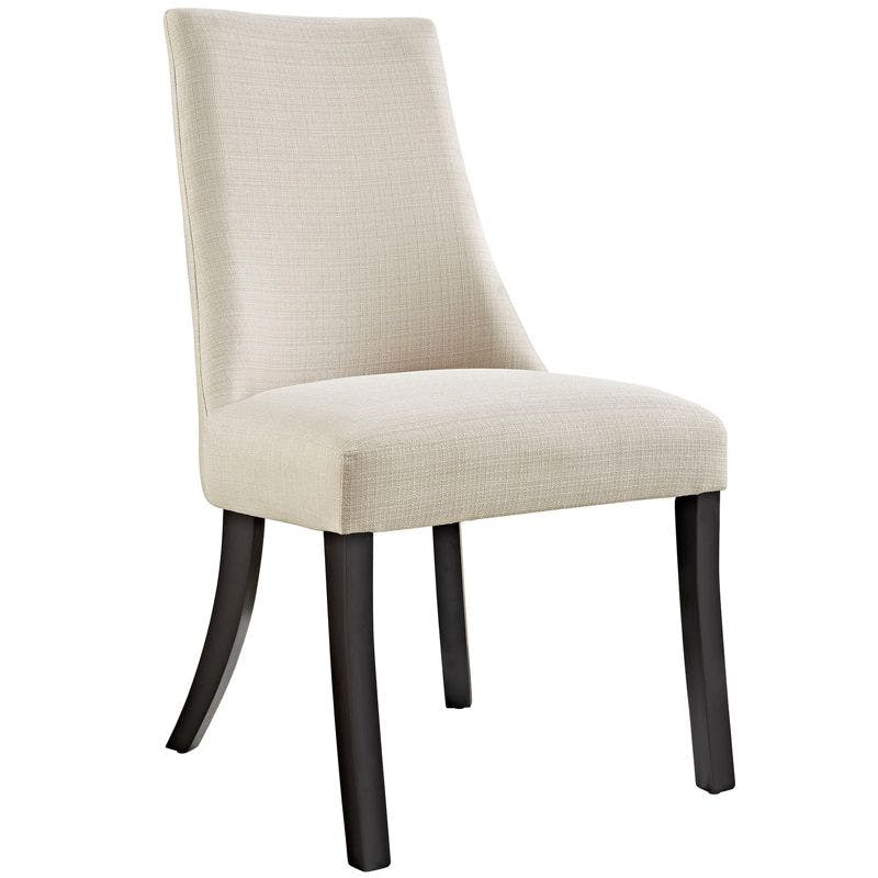Elegance Beige Microfiber Parsons Side Chair with Wood Legs