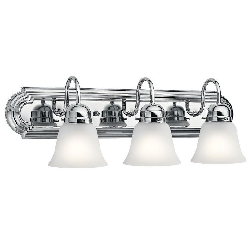 Classic 24" Chrome Vanity Light with Satin Etched Glass