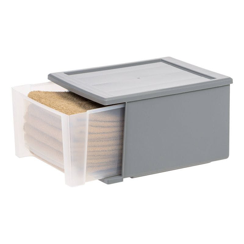 Sleek Gray 17.5qt Stackable Storage Drawer with Easy-Glide