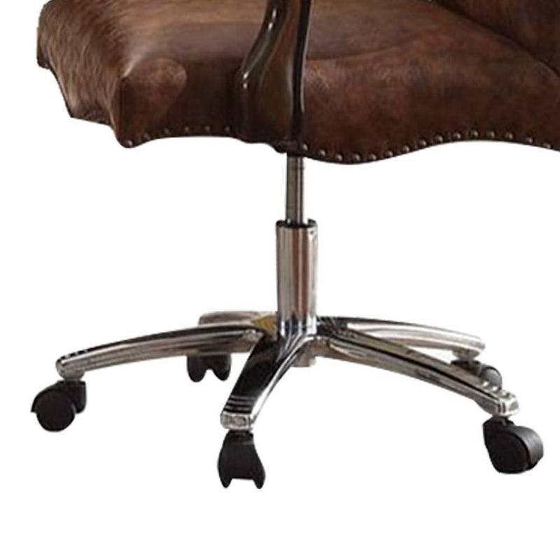 Elegant Two-Tone Light Brown PU & Cherry Oak Executive Swivel Chair