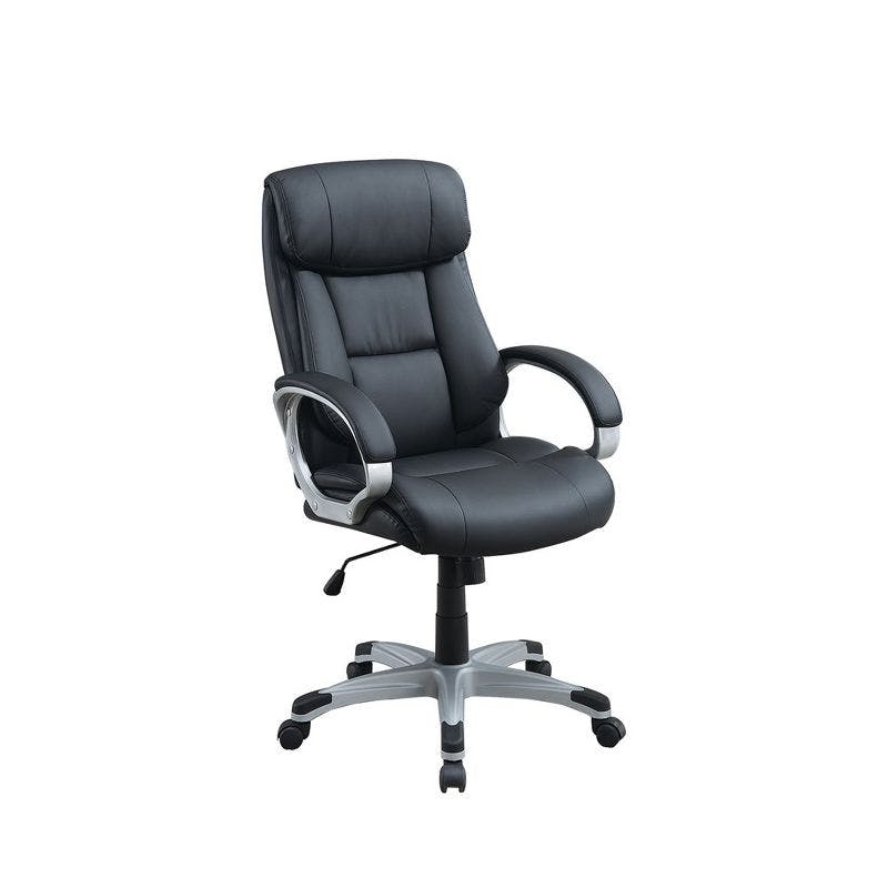 Ergonomic High-Back Swivel Office Chair with Leatherette Padded Armrests, Black