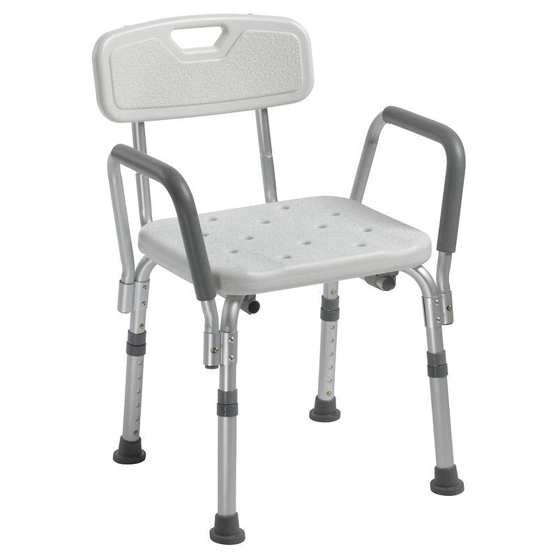 Aluminum Frame Adjustable Bath Bench with Padded Arms and Backrest