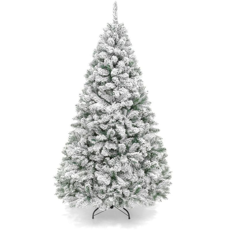 Winter Wonderland Pine Christmas Tree with Snow Flocking and Lights