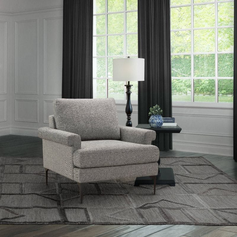 Eva Modern Deep-Seating Gray Fabric Accent Chair