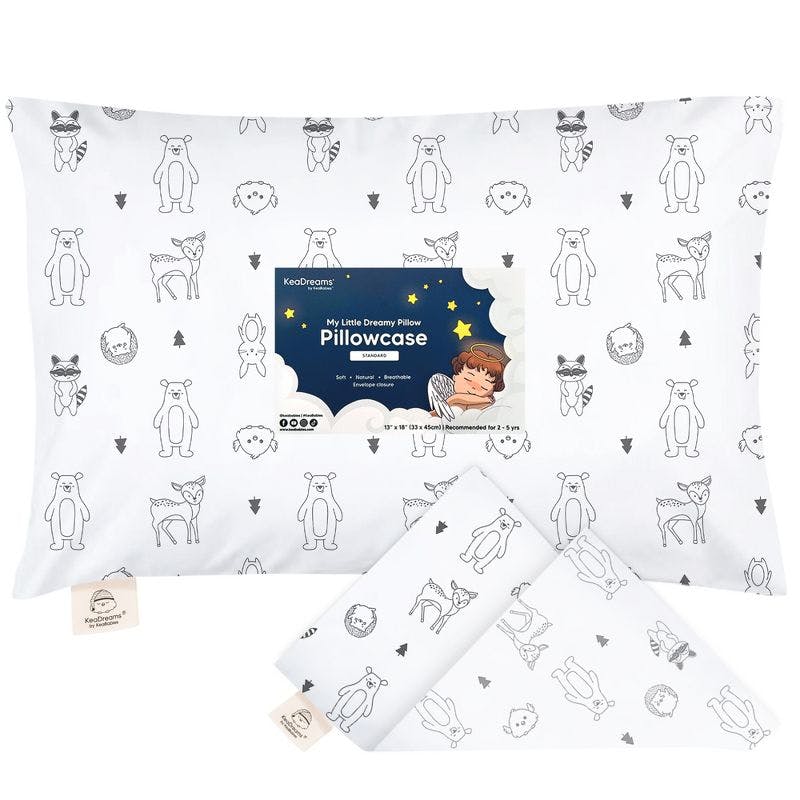 Soft Organic Cotton Toddler Pillowcase with Cute Prints - Standard/Queen