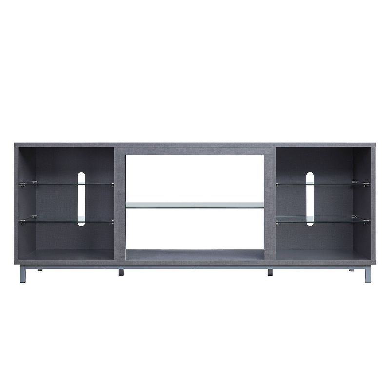 Modern Brighton 65'' Gray TV Stand with Glass Shelving