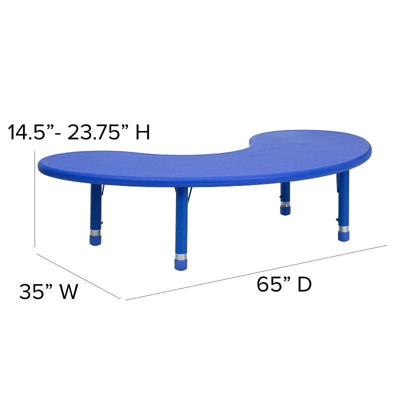 Half-Moon Blue Plastic Adjustable Activity Table for 8 Kids