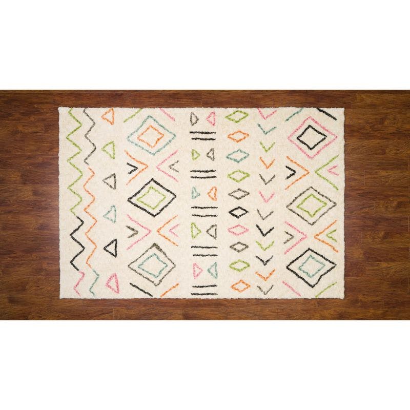 Multicolor Geometric Tufted Runner Rug 2'3" x 8' Synthetic