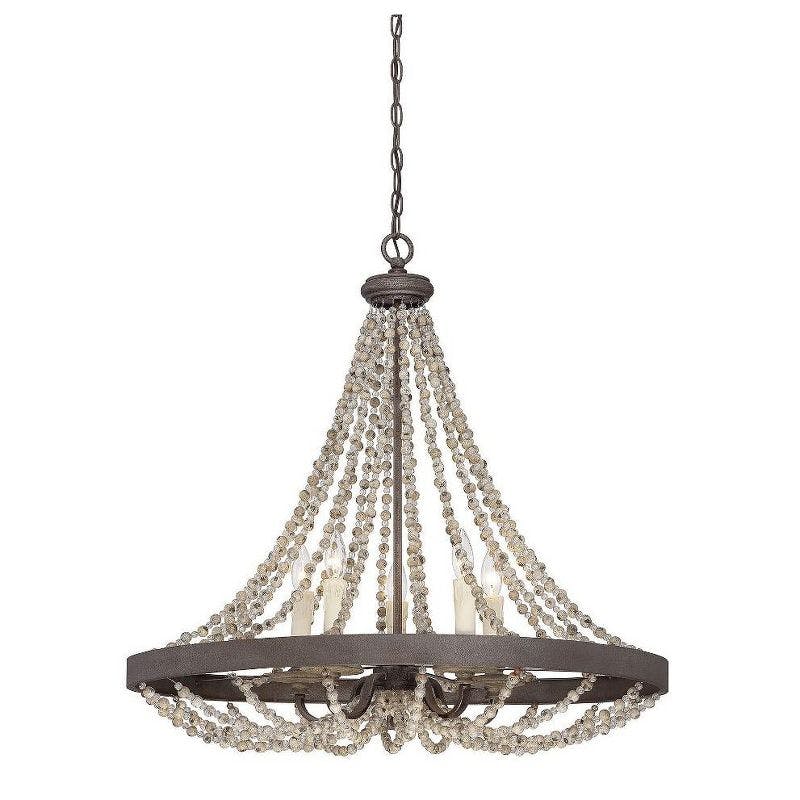Mallory Rustic Elegance 5-Light Pendant with Fossil Stone Finish
