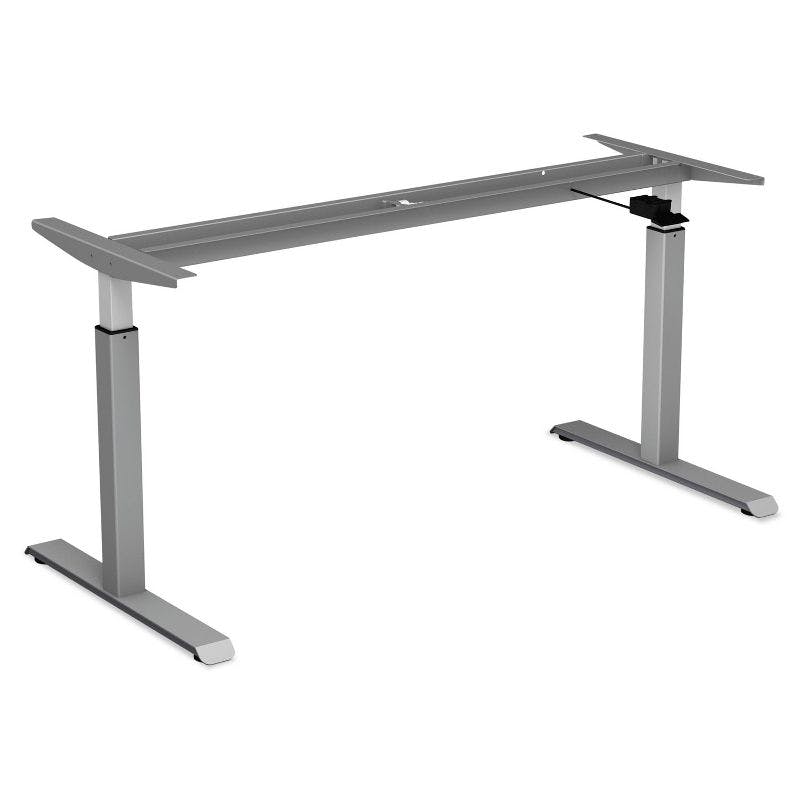 Adjustable Gray Steel Pneumatic Table Base 63" Wide