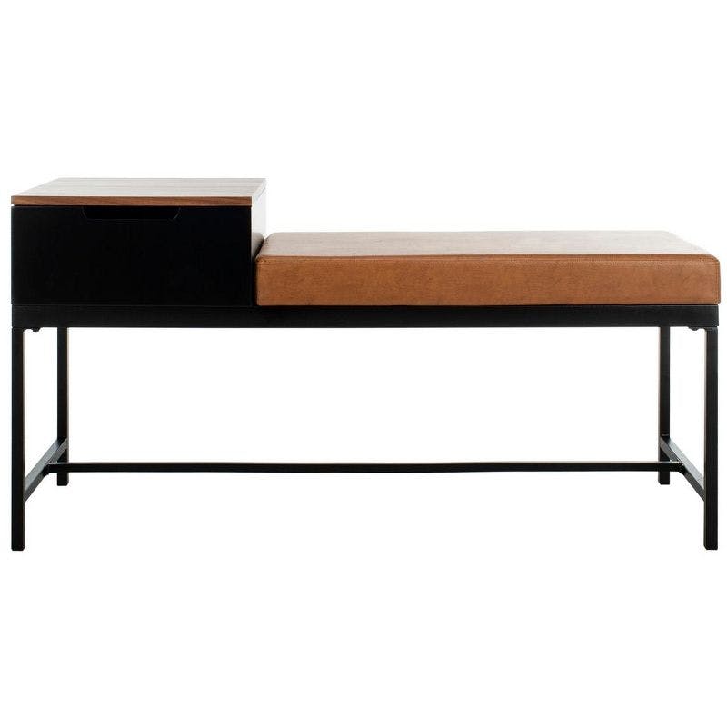Transitional Maruka 47" Storage Bench in Black and Brown