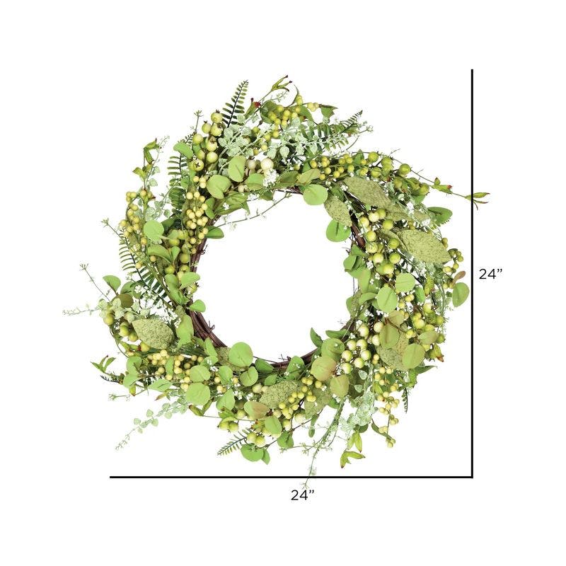 Eucalyptus and Berry Spring Wreath 24" Artificial Green