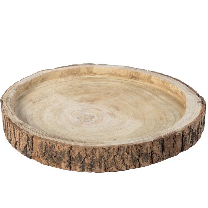 Rustic Paulownia Wood Tree Bark 18" Display Tray
