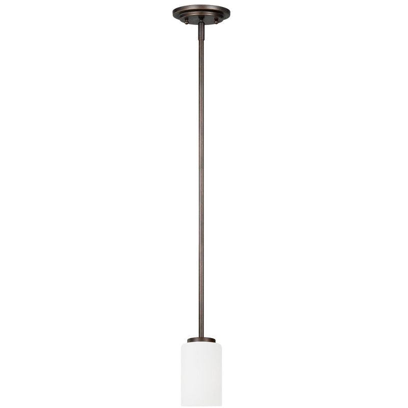 Oslo Bronze Mini-Pendant with Opal Etched Glass Shade