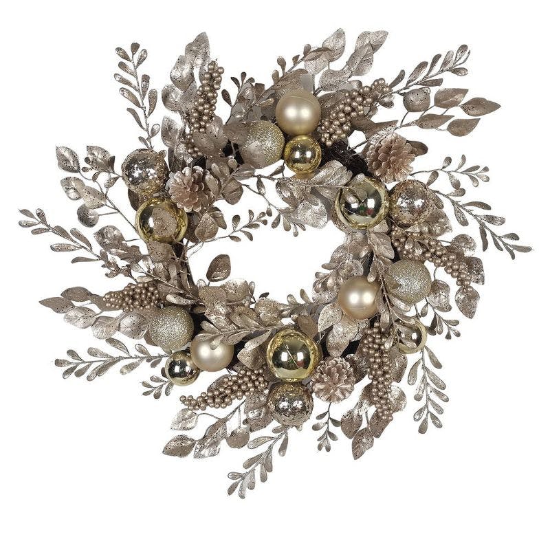 Elegant Pinecone and Champagne Gold 24" Artificial Christmas Wreath